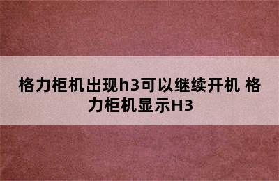 格力柜机出现h3可以继续开机 格力柜机显示H3